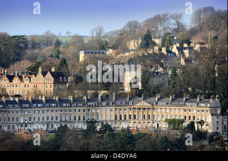 Vue sur les toits de Camden Crescent à Bath Somerset UK Banque D'Images