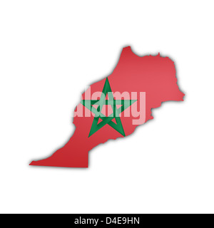 Carte du Maroc avec un drapeau et d'ombre Banque D'Images