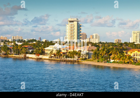 Vue de Fort Lauderdale, Floride, en fin de journée. Banque D'Images