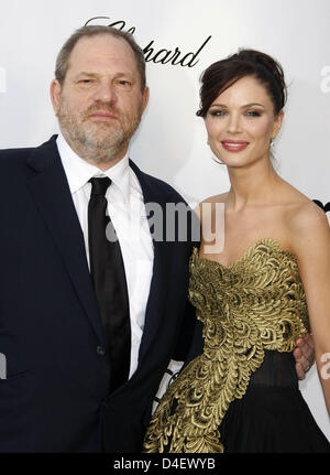 Harvey Weinstein et Georgina Chapman arriver au Gala de l'amfAR contre le sida à la 61e Festival de Cannes à Cannes, France, 22 mai 2008. Photo : Hubert Boesl Banque D'Images