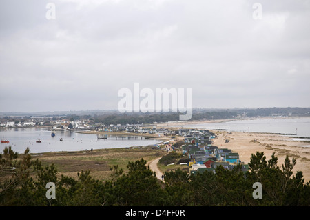 Mudeford Christchurch Harbour et plage vue d'Hengistbury Head, Dorset, UK Banque D'Images