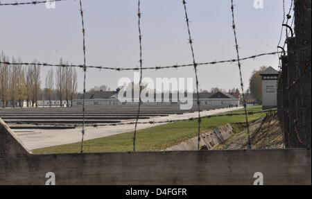 Impression de l'ancien camp de concentration de Dachau, Allemagne, 18 avril 2008. CC Dachau a été l'un des premiers installés CCs par les Nazis quelques jours après la prise d'Hitler le 22 mars 1933. Photo : Peter Kneffel Banque D'Images