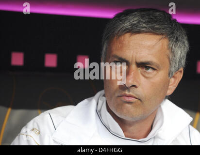 L'entraîneur-chef de l'Inter Milan Jose Mourinho capturés au cours de la test match FC Bayern Munich v Inter Milan au stade Allianz Arena de Munich, Allemagne, 05 août 2008. Inter a remporté le match 1-0. Photo : Peter Kneffel Banque D'Images