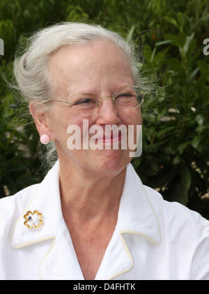 La Reine Margrethe II de Danemark capturé au Chateau de Cayx, où elle et son mari a reçu la presse à Cahors, France, 08 août 2008. Photo : A. Nieboer (Pays-Bas) Banque D'Images