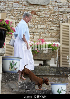 La Reine Margrethe II de Danemark capturé au Chateau de Cayx, où elle et son mari a reçu la presse à Cahors, France, 08 août 2008. Photo : A. Nieboer (Pays-Bas) Banque D'Images