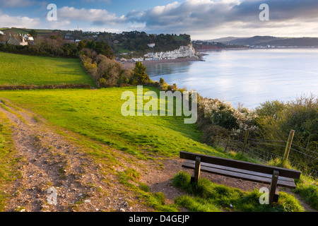 Vue à partir du chemin - Bière de Branscombe, vers de bière et Seaton. Devon. UK. L'Europe Banque D'Images