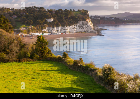 Vue à partir du chemin - Bière de Branscombe, vers de bière et Seaton. Devon. UK. L'Europe Banque D'Images