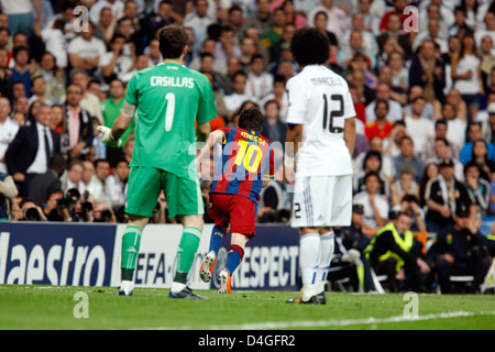 Madrid, Espagne, Leo Messi, le FC Barcelone, lors de la demi-finale de la Ligue des Champions Banque D'Images