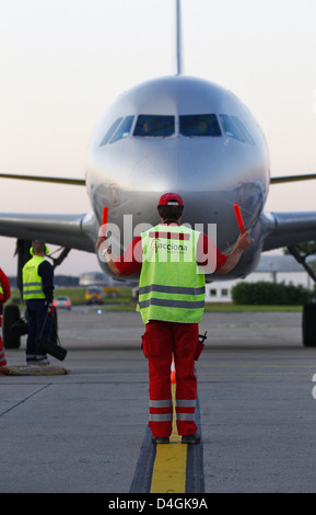 Schönefeld, Allemagne, un avion avant le décollage Banque D'Images