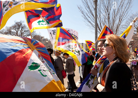 Les manifestants tibétains à Washington DC Banque D'Images