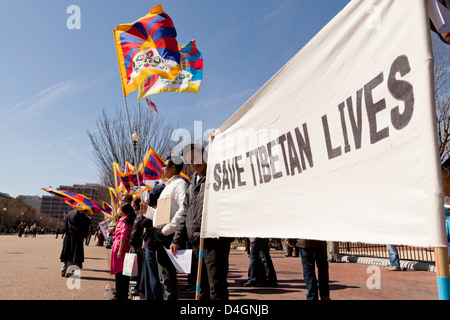 Les manifestants tibétains à Washington DC Banque D'Images