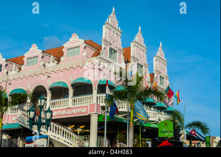 Centre-ville d'Oranjestad, la capitale d'Aruba, îles ABC, Netherlands Antilles, Caraïbes Banque D'Images