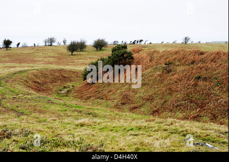 Banque mondiale et d'un fossé Norman motte et Bailey, construit dans une commune, la CAER Penrhos, Llanrhystud, au Pays de Galles Banque D'Images