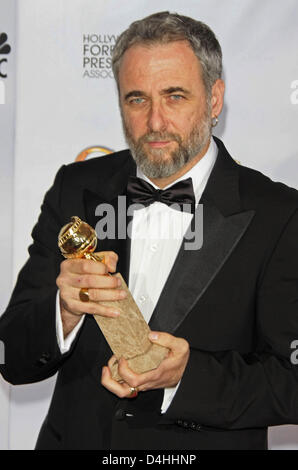 Directeur israélien Ari Folman présente ses Golden Globe du meilleur film étranger pour son travail dans l ?Valse avec Bashir ? Annuel à la 66e Golden Globe Awards au Beverly Hilton Hotel à Beverly Hills, Californie, USA, 11 janvier 2009. Les Golden Globes, honorant l'excellence dans le cinéma et la télévision. Photo : Hubert Boesl Banque D'Images