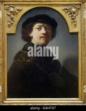 L'auto-portrait dans un capuchon noir, d'après Rembrandt van Rijn, vers 1637, Wallace Collection, Londres, Angleterre, RU, FR Banque D'Images