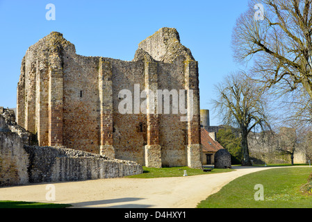 Remparts en pierre du vieux château au village Sainte-Suzanne, commune française située dans le département Mayenne, Pays-de-la-Loire, en France Banque D'Images