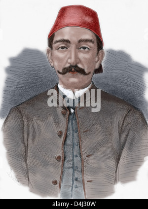 Abdul Hamid II (1842-1918). 34ème Sultan de l'Empire Ottoman. Gravure couleur de l'illustration espagnole et américaine, 1876. Banque D'Images