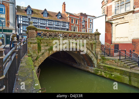Haut 16ème siècle Pont sur la rivière Witham Lincoln Lincolnshire en Angleterre Banque D'Images