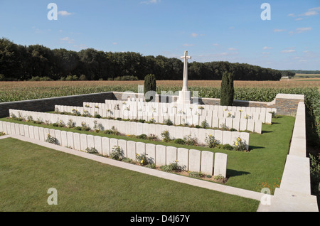 Le cimetière de Queens, en face de Sheffield Memorial Park, près de Puisieux, France avec Mark Copse à gauche. Banque D'Images