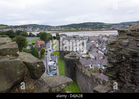 Les murs de la ville de Conwy , au nord du Pays de Galles, Royaume-Uni Banque D'Images