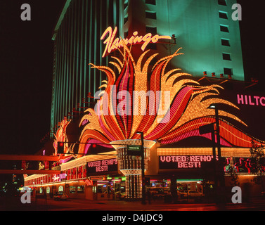 Flamingo Las Vegas Hotel & Casino la nuit, Las Vegas Boulevard, Las Vegas, Nevada, United States of America Banque D'Images