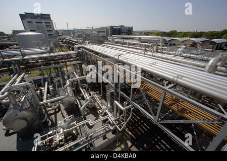 Composés de l'entreprise Boehringer Ingelheim à Ingelheim, Allemagne, 21 avril 2009. En ce jour, le nouveau président a présenté ses résultats financiers 2008. En raison de la vigueur de l'Euro et la hausse des dépenses de recherche de l ?Allemagne, deuxième plus grand groupe pharmaceutique a enregistré une baisse des profits dans le premier semestre de 2008. Photo : Fredrik von Erichsen Banque D'Images