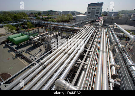 Composés de l'entreprise Boehringer Ingelheim à Ingelheim, Allemagne, 21 avril 2009. En ce jour, le nouveau président a présenté ses résultats financiers 2008. En raison de la vigueur de l'Euro et la hausse des dépenses de recherche de l ?Allemagne, deuxième plus grand groupe pharmaceutique a enregistré une baisse des profits dans le premier semestre de 2008. Photo : Fredrik von Erichsen Banque D'Images