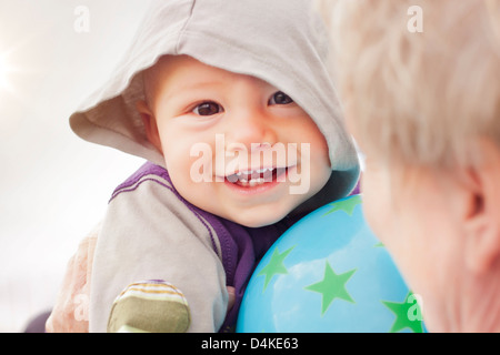 Close up of Baby Boy's smiling face Banque D'Images