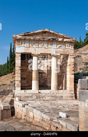 Trésor des Athéniens, Delphi, Grèce Banque D'Images