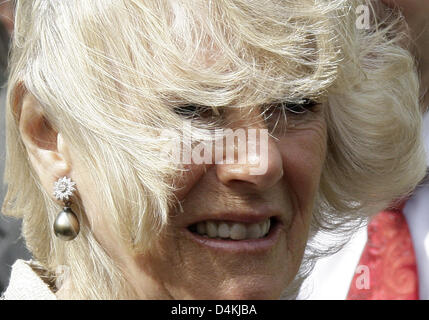 Camilla, épouse de Grande-bretagne ?s le Prince Charles visite le match de football annuel entre les imams et les ministres à Berlin, Allemagne, 29 avril 2009. L'héritier britannique et Camilla est allé(e) à la comparaison comme invités d'honneur. Charles et Camilla sont actuellement sur leur première visite officielle à Berlin jusqu'au 30 avril 2009. Photo : Tobias SCHWARZ/Piscine Banque D'Images