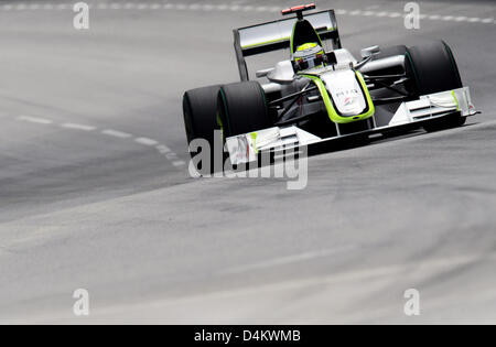 Pilote de Formule 1 britannique Jenson Button de Brawn GP au cours des à Monte Carlo, Monaco, 23 mai 2009. Bouton pour accéder pôle position pour le Grand Prix de Formule 1 de Monaco le 24 mai 2009. Photo : Frank May Banque D'Images