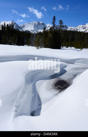 Printemps partiellement gelé en haut des montagnes de l'Oregon Wallowa. Banque D'Images