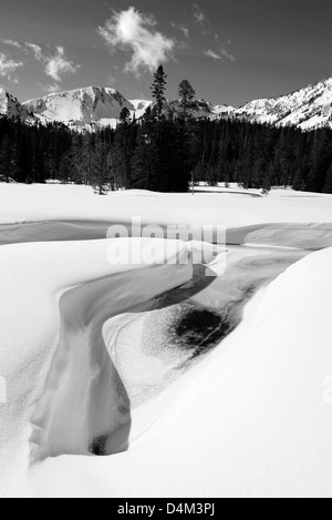 Printemps partiellement gelé en haut des montagnes de l'Oregon Wallowa. Banque D'Images