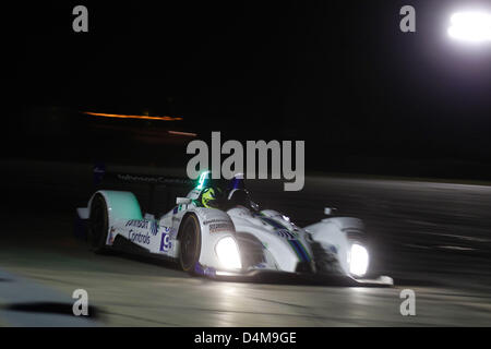 14 mars 2013 - Sebring, Floride, États-Unis - l'AUMÔNE Journée 1 12 Heures de Sebring Sebring,,FL, du 13 au 16 mars 2013, BRUNO JUNQUIERA, ALEX POPOW, DUNCAN ENDE, RSR Racing ORECA FLM09 (crédit Image : © Ron Bijlsma/ZUMAPRESS.com) Banque D'Images