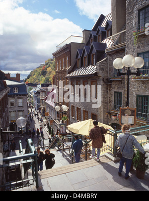 Rue du Petit-Champlain, dans l'automne (automne), le Quartier Petit Champlain, Québec (Ville de Québec), la Province du Québec, Canada Banque D'Images