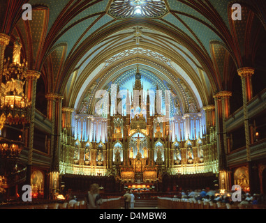 Intérieur de la Basilique Notre-Dame, Vieille Ville, Montréal (Ville de Montréal), la Province du Québec, Canada Banque D'Images