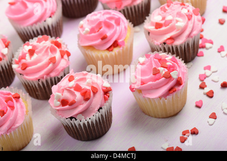 Cupcakes rose Close Up Banque D'Images