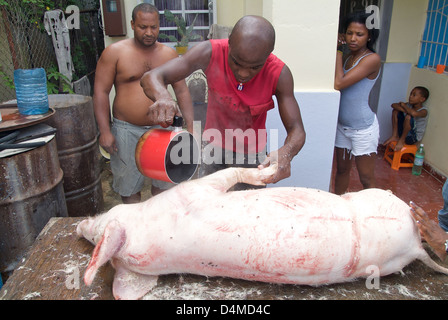 La Havane, Cuba, l'abattage de porcs à San Miguel Banque D'Images