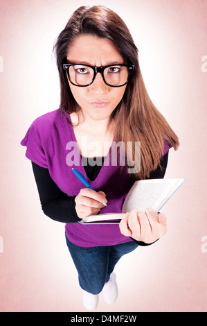 Étudiante en colère d'en haut Banque D'Images