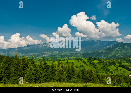 Paysage en Transylvanie avec Piatra Craiului Banque D'Images