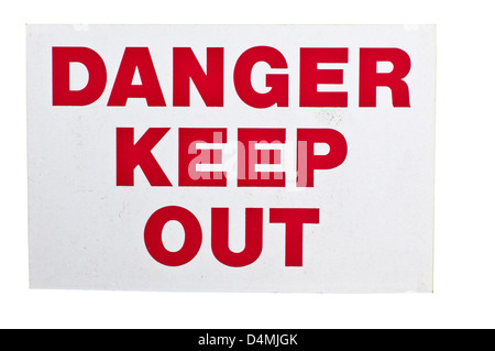 Garder hors de danger Sign UK Banque D'Images