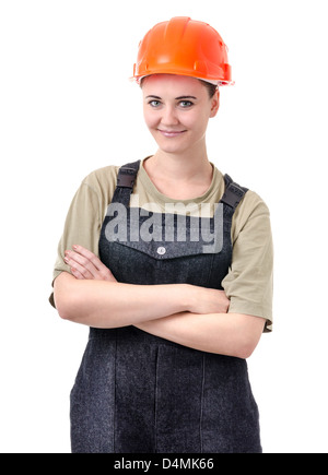 Vêtements de travail femme en simple sur un fond blanc Banque D'Images