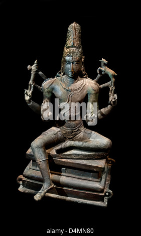Vishapaharana Kilappudanur Nannilam Vishapaharanar ) ( Tiruvarur Shiva ixe siècle Inde Hindu statuette en bronze Banque D'Images