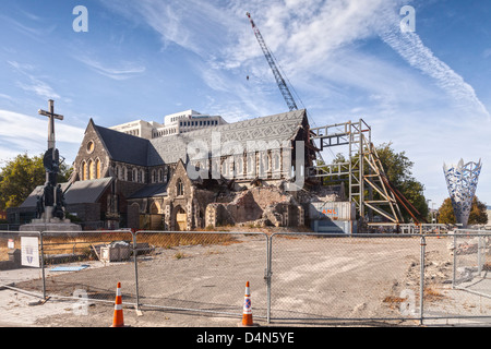 Place de la cathédrale, Christchurch, Nouvelle-Zélande, du côté nord. Banque D'Images