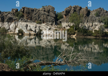 Geikie Gorge, réflexions dans la région de Kimberley, Australie occidentale Banque D'Images