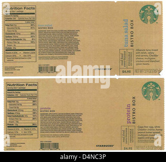 Core-Mark Atlanta Division, Race Trac, Starbucks et Flying Food Group ont rappelé des sandwichs, des parfaits, des roulés, des assiettes et des salades en raison des risques de contamination potentiels. Banque D'Images