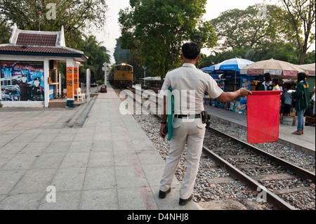 Kanchanaburi, Thaïlande, Rivière Kwai Bridge station sur Schaffner Banque D'Images