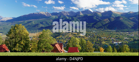 Vue panoramique sur les montagnes de Tatra de près de Zakopane, Pologne Malopolska, Banque D'Images