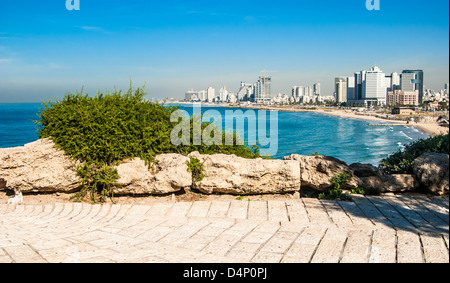 Costline vue de Tel-Aviv, vue de Jaffa-partie médiévale de la ville de port de Jaffa était ancinet fois Banque D'Images