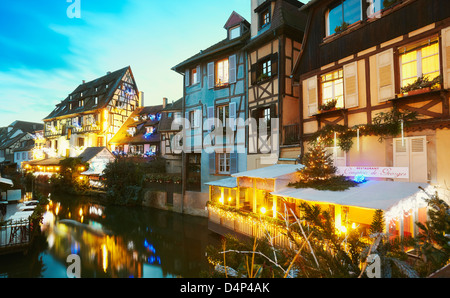 La petite Venise à Noël. Colmar. Route des Vins d'Alsace. Haut-Rhin. L'Alsace. France Banque D'Images